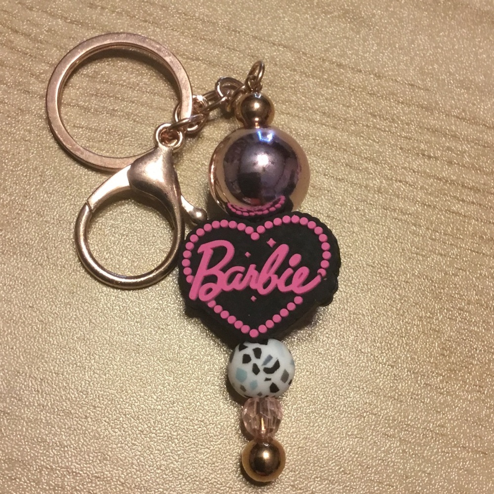 Barbie Heart Keychain with Beads